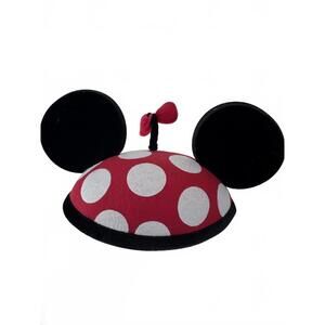 Disney Parks Minnie Mouse Red Polka Dot Ear Hat Cap with Bow